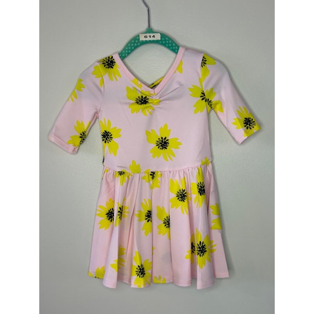 Dotdotsmile Dress Size 12/24 Months Pink with Yellow Flowers New With Tags